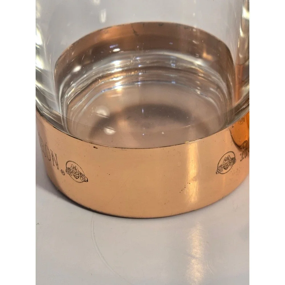 Roca Patron Whiskey Cocktail Glass Set of 2 Copper Bottom Heavy Quality NEW‎